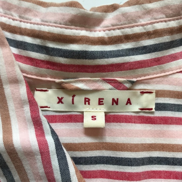 Xirena Jordy Button Down Top Shirt Womens Small Pink Blue Stripe Long Sleeve - Picture 4 of 11